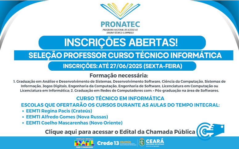 Processo Seletivo Simplificado para Seleção de Professor Bolsista dos Cursos Técnico