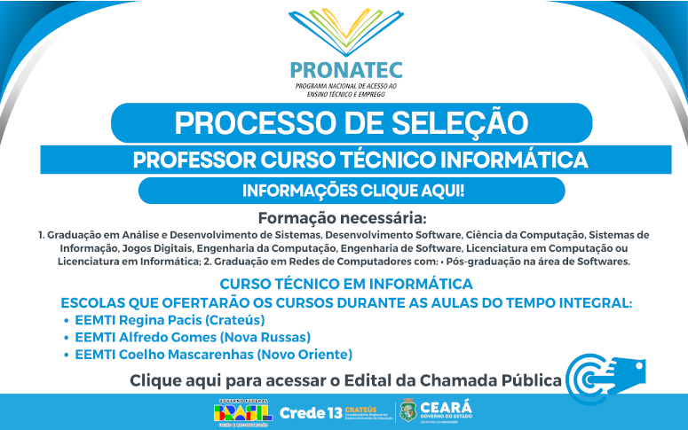 Processo Seletivo Simplificado para Seleção de Professor Bolsista dos Cursos Técnico
